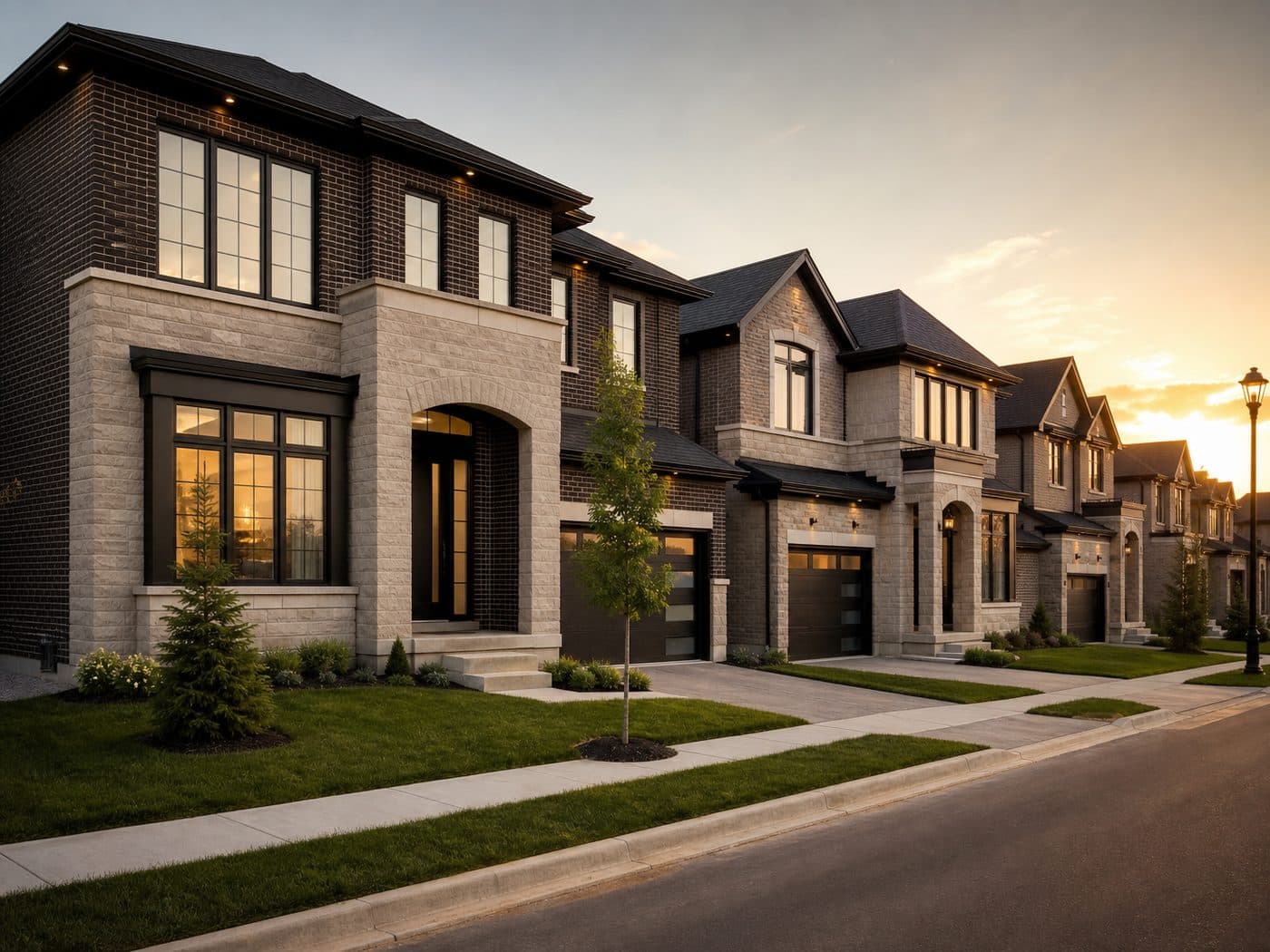 Mattamy Homes streetscape render representing Hawthorne on Trafalgar community quality in Milton
